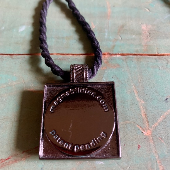 Boho Perfect MAGNABILITIES Square Blue Boho Pendant on Black Cord - Picture 6 of 6